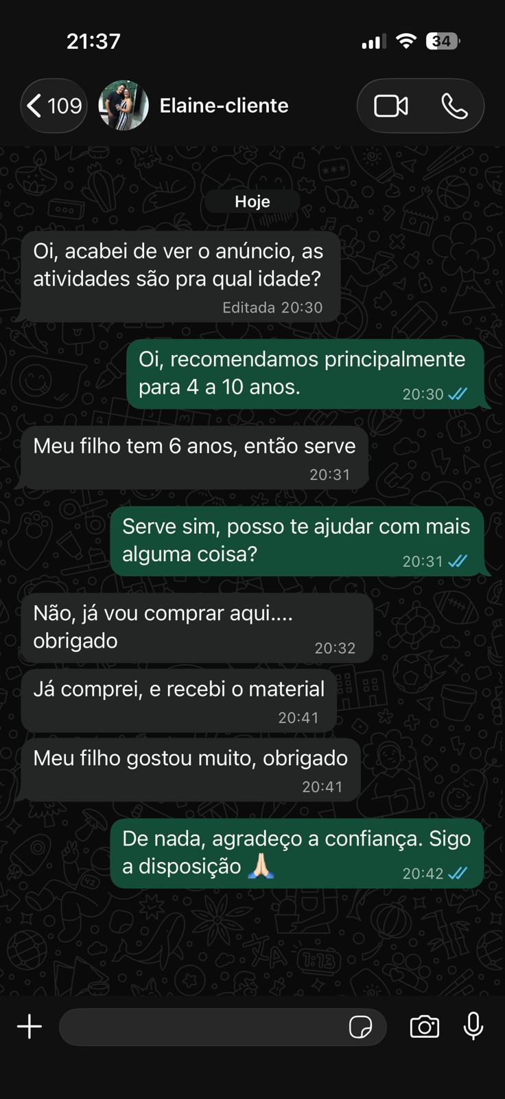 Feedback Cliente verificada · Elaine