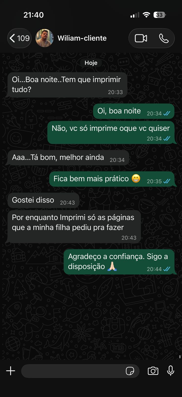 Feedback Cliente verificado · Wilian